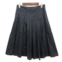カールラガーフェルド KARL LAGERFELD タックプリーツ スカート 膝丈 パイピング ブラック 黒