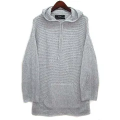 スタンプド STAMPD オーバーサイズ ニット ロング パーカー 長袖 プルオーバー グレー Mのサムネイル