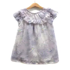 メゾピアノ mezzo piano 星座柄 フリル チュニック チュール フリル ラベンダー 紫 130 6022222-108 美品 子供服