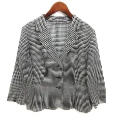 ヨシエイナバ yoshie inaba コットン シルク シアー ジャケット チェック 七分袖 グレー 9 B01313FJJ153のサムネイル
