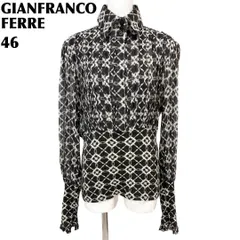 【美品】 GIANFRANCO FERRE 長袖シルクブラウス 46 グレーのサムネイル
