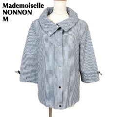 美品】 Mademoiselle NONNON シャツジャケット M 青×白 - メルカリ