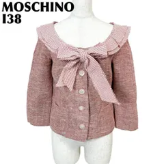 【美品】 MOSCHINO 長袖ジャケット チェックリボン I38 くすみピンクのサムネイル