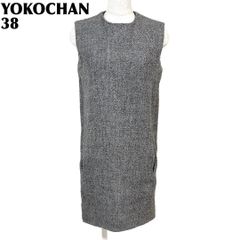 美品】 YOKOCHAN 裾フリルノースリーブワンピース 36 ブラック 無地