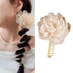 新品 HAPVITAL コイルポニー スパイラルヘアゴム ヘアアクセサリー 調節可能で 韓国風 おしゃれ 人気 蝶結び コイルアップ ワイヤーポニー 可愛い 跡がつかない アレンジ自在 全年使用 入学式 結婚式 卒業式 デート (アプリコットの花)