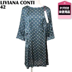 ★タグ付★ LIVIANA CONTI 長袖ワンピース 42 グリーン系 水玉のサムネイル