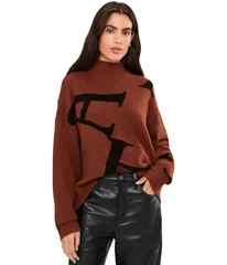 オールセインツ レディース アウター ニット・セーター AllSaints A Star Jumper Chestnut BrownBlack ブラックのサムネイル