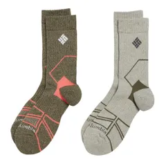 コロンビア メンズ アンダーウェア 靴下 Columbia Hike Crew Socks 2 Pack SafariStone Green グリーンのサムネイル