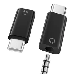 新品 【2個セット】 MoKo USB C to 3.5mm イヤホンジャック 変換アダプター 3.5mm 4極 3極 Type C イヤホン/ヘッドセット変換アダプタ DACチップ搭載 音楽/音量調節/通話 インラインコントロール対応 iPhoneAir/1