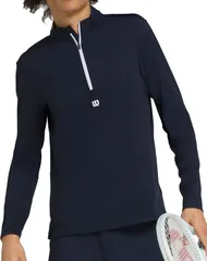 ウィルソン メンズ アウター パーカー・スウェット Wilson Mens Elevate Perforated Tennis 12 Zip Classic Navy ネイビーのサムネイル