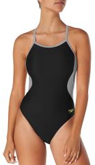 Speedo Women's Eco Splice Flyback Swimsuit Set (Black)