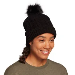 ノースイースト レディース アクセサリー 帽子 ニット Northeast Outfitters Womens Cozy Cabin Cable Knit Fur Pom Hat Black ブラック