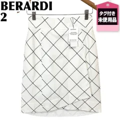 ★タグ付★ BERARDI 台形膝丈スカート 2 ホワイト チェック 3.3万円のサムネイル