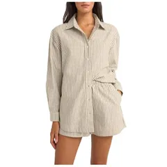 リズム レディース トップス Tシャツ Rhythm Valley Stripe Oversized Shirt Womens Ivy ストライプのサムネイル