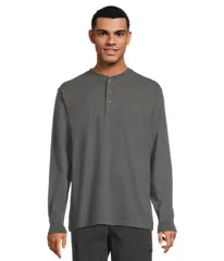 エルエルビーン メンズ トップス シャツ 長袖 LLBean Carefree Unshrinkable Tee Traditional Fit LongSleeve Henley Charcoal Heathe チャコール