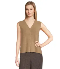 エイリーンフィッシャー レディース アウター コート Vネック ベスト Eileen Fisher Merino Vneck Vest Biscuit