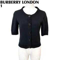 【美品】 BURBERRY LONDON 半袖ニットソー 1 ブラック ロゴ