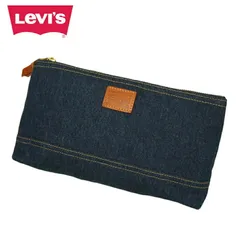 【クリックポスト発送】男女兼用 ポーチ 小物入れリーバイス LEVI'SDENIM POUCH　デニムポーチDARK INDIGO　ダークインディゴジーパン 男女兼用 アクセ入れ レザー クラシック ケースのサムネイル