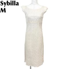Sybilla シビラ レース刺繍Aライン切り替えノースリーブワンピース 美 