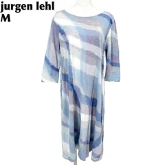 jurgen lehl 長袖ワンピース M 水色×白×グレー マーブルボーダーのサムネイル