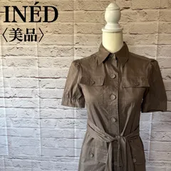 【INÉD】イネド 膝丈ワンピース シャツワンピース カーキ サイズ9 MA-23