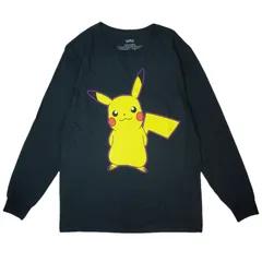 メンズ レディース Tシャツ PIKACHU LOVABLE POSE LONG TEEピカチュウ 長袖Tシャツ ロングスリーブロンT 黒 ブラック ポケモン男女兼用 ジェンダーフリー アニメ 映画POKEMON キャラT イラスト ゲー