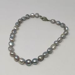 美品 黒蝶真珠 バロック 8.0mm~1cm ロンデル ネックレスグラデーション 