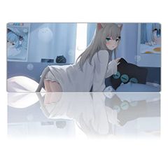 Mousepad, Gaming Desk Pad, Keyboard Pad, Large Desk Mat, Extra Large Table Mat, Waterproof, Non-Slip, Cute, Multifunctional, for Home Use, Remote Work, Office, etc., Fabric, Rubber Base, Compatible with Mouse, Stylish, Anime Design (as abf91e82)
