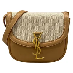 SAINT LAURENT PARIS(サンローランパリ) ショルダーバッグ カイア スモールサッチェル 619740 アイボリー×ライトブラウン レザー