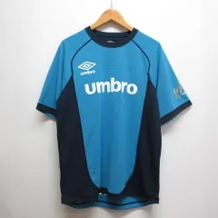 アンブロ UMBRO 美品 サッカー フットサル 半袖 メッシュ Tシャツ L ブルー UFS7161 プラクティスシャツ