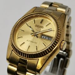 稼働/自動巻き】SEIKO5 ゴールド×グレー デイデイト メンズ腕時計