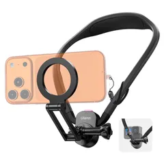 POV スマホ用首掛け スマホ撮影 5用 磁気吸引 2用/action シリコーン pro スマホストラップ付き 3用/ace 落下防止 pocket 超軽量 GoPro用アダプター 柔軟性 スマホネックレスマウント 多角度調整可能 首掛けスマホホルダー 旅行