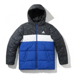 アディダス adidas ブルゾン 中綿ジャンパー フード付き ロゴマーク 配色デザイン ブルー系 ブラック系 160サイズ 2026011900069