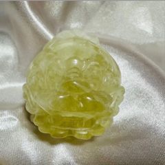 ♡ジェイド ロングイ 龍亀✕フクロウ♡ 縁起 金運 黄色緑 天然石