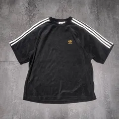 adidas Trefoil 3-Stripe Towel Cloth T-Shirt Men M Black アディダス パイル生地 Tシャツ メンズ M ブラック トレフォイル  3ストライプ
