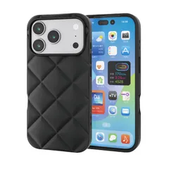 新品 エレコム iPhone 17 Pro ケース カバー ソフト 耐衝撃 衝撃吸収 キルティング風デザイン カメラレンズ保護設計 ストラップホール付き ストラップホルダーシート付 ブラック PM-A25CUCQBK