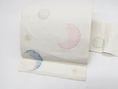 【京松】九寸名古屋帯 六通柄 夏物 夏 雪輪 西陣織 金糸 めがね証紙シール付き 正絹 kyo8b04-211