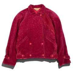 59d28 Christian Dior SPORTS クリスチャンディオール スポーツ コーデュロイジャケット 切替リブニット ダブルボタン サイズM ピンク系 コットンウール レディース 女性服u02tのサムネイル