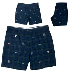 CHM Polo Ralph Lauren ショートパンツ チェック ブラックウォッチ 刺繍ロゴ 総柄 ワッペン コットン クラシックフィット 40 大きいサイズ メンズ レディース ユニセックス 古着
