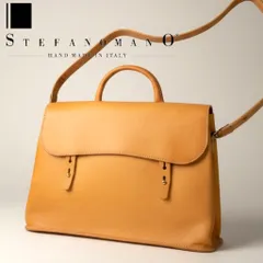 STEFANOMANO ステファノマーノ イタリア製 本革 かぶせ式 ギボシ留めベルト 2WAY ワンハンドル ショルダーバッグ 鞄 SOMH6V02 定11万 ベージュ▲200▼10812k05