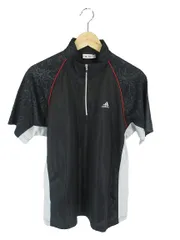 アディダス adidas プルオーバー ポロシャツ 半袖 ハーフジップ ゴルフ スポーツ ウェア メッシュ地 ワンポイント ロゴ ブラック サイズL 国内正規 QQQ