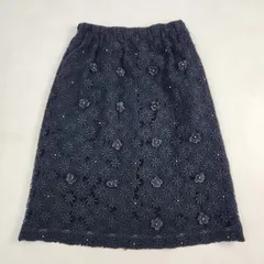 tricot COMME des GARCONS　スカート　花柄　刺しゅう　立体モチーフ　レース　ブラック　ウエストゴム　ブラックのサムネイル