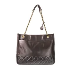 良品 CHANEL シャネル マトラッセ レザー チェーンショルダーバッグ ブラウン ゴールドカラー金具 レディース 古着 中古 USED
