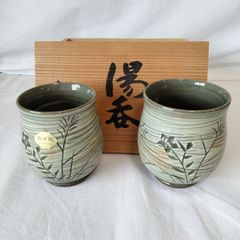 益子焼【明石庄作】夫婦湯呑 湯飲み 共箱 民藝 - メルカリ