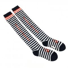 [Unused] Pearly Gates High Socks, Navy x White x Orange Stripe Logo, Women's Golf Wear