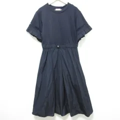 美品 MONCLER モンクレール ABITO フリルスリーブ スエットドッキング フレアワンピース サイズS ネイビー レディース 古着 中古 USEDのサムネイル