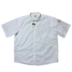 CHM Dickies 半袖シャツ ワークシャツ ホワイト ボタンダウン Boston University 刺繍 ワッペン コットン ポリ混 メンズ レディース ユニセックス 古着