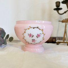 French Antique Abajour Pink Opaline Glass Lampshade with Small Flower Design, Lighting Fixture, French Interior Decor [691-A1]