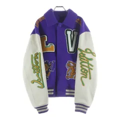 LOUIS VUITTON (ルイヴィトン) 22AW Multi Pached Mix Leather Varsity Blouson マルチパッチミックスレザーバーシティブルゾン ジャケット スタジャン ブルー/ホワイト RM222 MJY HNL90Eのサムネイル