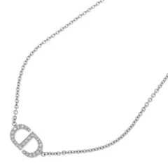 DIOR (ディオール) Petit CD ネックレス ペンダント チェーン シルバー メタル×ラインストーン N2241WOMCY_D001